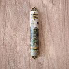 Hand Painted Mezuzah, Exquisite Enamel Mezuzah with Star of David and Jerusalem Motifs