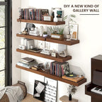 Venusmiles Floating Shelves for Wall, 40" W x 12" D x 2" H, 2 Pack of Long Wall Mounted Engineered Wood Shelves with Invisible Brackets for Living Room, Bedroom, Bathroom, Kitchen Decor, Walnut
