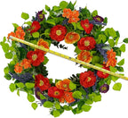 WreathDream 22 inch Artificial Spring Summer Wreaths for Front Door Poppy Wreath with Lavender Ear,Cherry Blossom,for Front Door Indoor Outdoor Home Farmhouse Decor