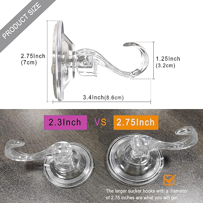 2 pack Suction Cup Wreath Hanger ，Large Clear Vacuum Heavy-Duty Reusable Wreath Hooks，use for Windows Tiles Glass Smooth Doors Mirrors to Hang Bags Coats Umbrellas kitchenware and Christmas Wreaths
