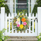 Summer Wreaths for Front Door 24 Inch, Artificial Spring Wreath with Dahlia and Peony for All Season Home Decor Easter Indoor Outdoor Wall Home Festival Celebrations