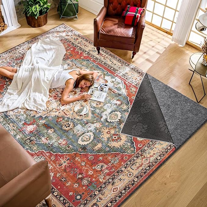 Waterproof Rug Pad, Thick 2x8 ft Under Area Rug Carpet Pad, Non Slip Rug Pads for All Floors and Hardwood Floors Finishes, Keep Carpets in Place Soft and Prevent Rug from Wrinkling or Buckling
