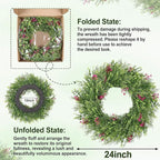 24 Inch Summer Wreaths for Front Door Spring Wreath Outdoor Green Door Wreath for All Seasons Porch Living Room Bedroom Indoor Outdoor Window Wall Farmhouse Home Decoration