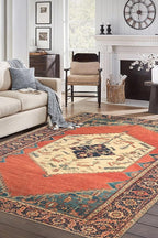 Keen Home Design 6x9 Rug - Machine Washable Area Rug with Non-Slip Backing, Ideal for Living Room, Dining Room, Bedroom - Vintage, Easy Clean, Durable, Low Pile Rug - (6' x 9')