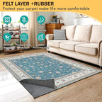 Waterproof Rug Pad, 5x7 ft Under Area Rug Carpet Pad, Non Slip Felt Rug Pads for Hardwood Floors, Keep Carpets in Place Soft and Prevent Rug from Wrinkling or Buckling