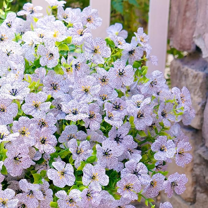 Artificial Faux Flowers Plants for Outdoors Spring Summer Decoration,12 Bundles Realistic Fake Plants Silk Daisy Flowers UV Resistant Greenery for Outside Planters Front Porch Patio Garden Home(White)