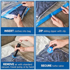 Spacesaver Vacuum Storage Bags with Hand Pump - Vacuum Seal Bags for Clothing, Comforters, Blankets - Reusable Compression Bags for Travel, Moving, Organization - 2S, 2M, 2L, 2XL Sizes - Pack of 8