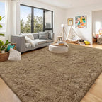 OLANLY 8x10 Machine Washable Large Area Rugs for Living Room, Bedroom, Soft Fluffy Shaggy Bedside Rug, Indoor Floor Carpet for Kids Girls and Boys, Dorms, Nursery, Home Decor Aesthetic, Taupe