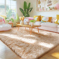 OLANLY 4x11 Area Rugs for Living Room Bedroom, Machine Washable Soft Fluffy Shaggy Bedside Rug, Indoor Floor Carpet for Kids Girls and Boys, Dorms, Nursery Rooms, Home Decor Aesthetic, Beige