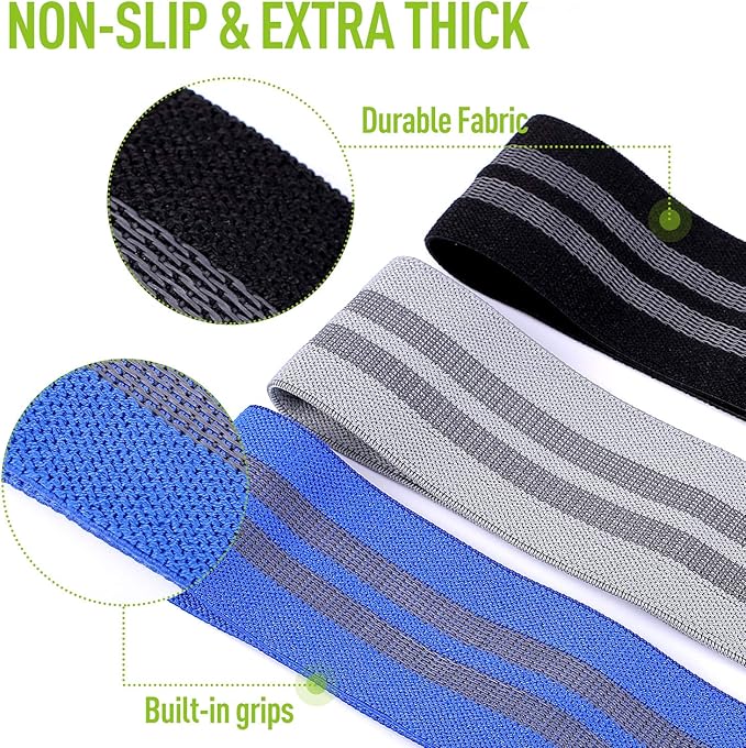CFX Resistance Bands Set, Exercise Bands with Non-Slip Design for HIPS & Glutes, 3 Levels Workout Bands for Women and Men, Booty Bands for Home Fitness, Yoga, Pilates