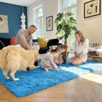 OLANLY 2x6 Machine Washable Runner Rugs for Hallway, Soft Fluffy Shaggy Bedside Rugs for Bedroom, Living Room, Indoor Floor Carpet for Kids Girls and Boys, Home Decor Aesthetic, Bright Blue