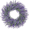 LZNPA 22 Inch Summer Spring Wreaths for Front Door Romance Lavender Wreath, Elegant Artificial Front Door Wreath for All Season Spring Decorations for Home Wall Entryway Farmhouse Porch Room Decor