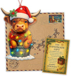 Highland Cow Ornaments for Christmas Tree, Highland Cow Gifts for Women Men, Cow Christmas Decorations, Farmhouse Christmas Ornaments Gift, Xmas Tree Hanging Decor, Animal Lover Gifts