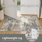 Ciicool 2x6 Washable Runner Rug, Modern Abstract Hallway Rugs Runner, Non-Slip Thin Accent Rug Lightweight Gray Brown Print Distressed Carpet for Laundry Entryway Bedroom Kitchen Bathroom Indoor