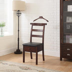 Proman Products Manhatten Chair Valet VL36654 with Drawer, Hanger, Trouser Bar and Tie & Belt Bar, 19" W x 24" D x 43" H, Dark Walnut