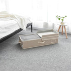 Foldable Under Bed Organizer with Double Folding Lid, Closet Organizers and Storage Bins for Blanket, Clothing, Comforter, Sweaters, Pillows, Linen Sheets, Wrapping Paper, Clay