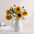 VICTOR & TERESA Small White Ceramic Pitcher Vase for Home Decor, 8'' Decorative Jug Vases Gift for Her, Farmhouse Distressed Vases for Flowers, Pampas Grass, Table Centerpieces, Kitchen, Mantel