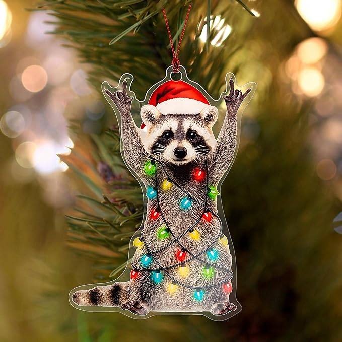 Funny Christmas Ornaments, Racoon Christmas Ornament, Christmas Ornaments 2026, Raccoon Gifts for Women Animal Lovers, Animal Gifts for Friends, Coworker, Raccoon Ornament Christmas Decorations