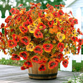 Artificial Mums Fall Flowers for Outdoors, 12pcs Fake Mums UV Resistant Outdoor Artificial Plants, Faux Silk Flowers Plants for Porch,Garden, Patio,Window Box Decoration