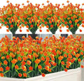 20 Bundles Artificial Flowers for Outdoors Spring Summer Decor-UV Resistant Fake Mums Faux Plants Plastic Flowers Greenery for Home Porch Gardens Fireplace Patio Indoor Outsides Decor(Orange Red)