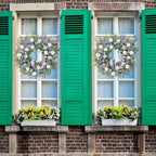 Sggvecsy Spring Wreaths for Front Door 22 Inch Artificial Blue Purple Daisy Wreath Floral Summer Wreaths with Lavender Wild Flower Greenery Leaves for Farmhouse Home Wall Indoor Outdoor Window Decor
