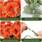HyeFlora Dahlia Artificial Flowers for Outdoors Faux Plants Spring Decoration, 6 Bundles Fake Outdoor Flower Realistic Daisy UV Resistant Silk Flowers for Outside Planter Patio Yard Garden Porch Home