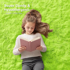 OLANLY 2x5 Machine Washable Runner Rugs for Hallway, Soft Fluffy Shaggy Bedside Rugs for Bedroom, Living Room, Indoor Floor Carpet for Kids Girls and Boys, Home Decor Aesthetic, Lime Green