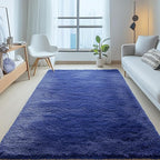 OLANLY 5x6 Area Rugs for Living Room Bedroom, Machine Washable Soft Fluffy Shaggy Bedside Rug, Indoor Floor Carpet for Kids Girls and Boys, Dorms, Nursery Rooms, Home Decor Aesthetic, Navy Blue