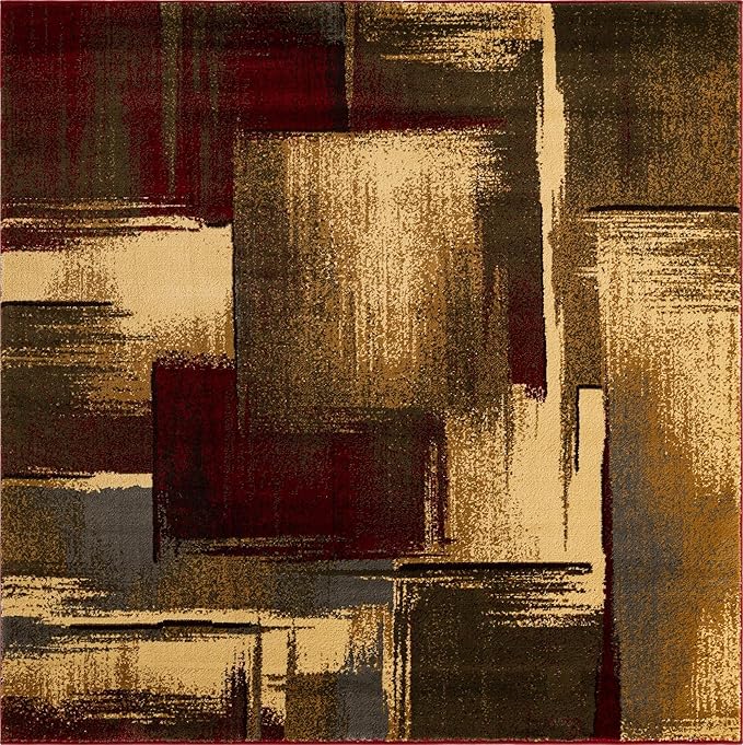 Unique Loom Barista Collection Area Rug - Timor (6' 1" Square, Multi/Red)