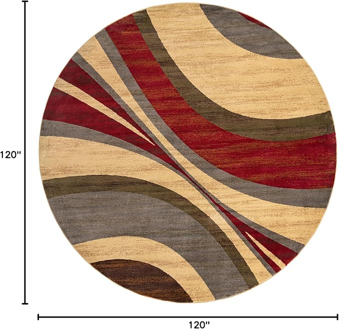 Unique Loom Barista Collection Area Rug - Ngada (10' Round, Beige/Red)