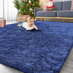 OLANLY 6x8 Machine Washable Large Area Rugs for Living Room, Bedroom, Soft Fluffy Shaggy Bedside Rug, Indoor Floor Carpet for Kids Girls and Boys, Dorms, Nursery, Home Decor Aesthetic, Navy Blue