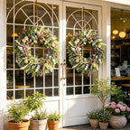 Lush Eucalyptus Wreath for Front Door - 24" Colorful Floral Wreath with 10+ Mixed Foliage & Blooms - All-Season Farmhouse Outdoor Wreath for Spring Summer Porch Wall Decor