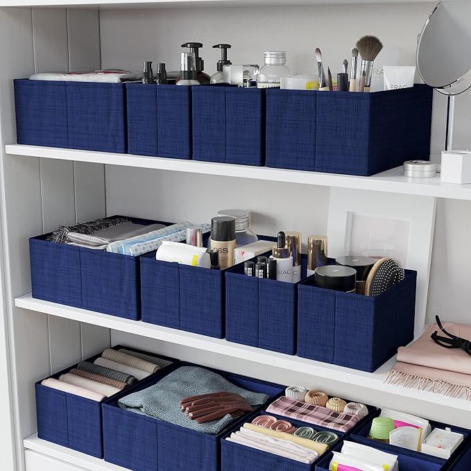 Drawer Organizer Clothes Set of 12 Navy - Dresser Organizer For Nursery, Bedroom, Closet - Perfect Baby Clothes Organizer and Storage & General Nursery Organization or Dresser Drawer Organizers