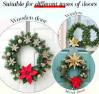 MCFULL 14 in Wreath Hangers for Front Door,Sturdy Metal Wreath Doors Hangers,Over The Door Hooks for Front Porch Decor,Silver Garland Hooks Holders for Halloween Christmas Decorations,2 Packs