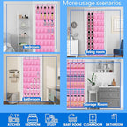 over the door shoe organizer,2025 upgraded,35 Huge pockets,over door shoe organizer,Store size 13 shoes,shoe organizer,Strong material,hooks Suitable for various doors,pink shoe rack