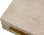 Kingflux Ivory Shagreen Decorative Box For Keepsake And Memory, Faux Leather Storage Box Jewelry Organizer Wooden Home Organizer Box For Accessory With Brushed Gold Handle (Ivory)