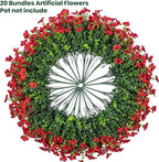 Lnoicy 20 Bundles Artificial Flowers for Outdoor Fake Plants for Spring Decoration,Faux Eucalyptus Flowers for Planter UV Resistant Lifelike for Home Porch Garden（Red）