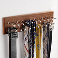 TreeHouse London Tie Rack Organizer – Holds 40 Large Ties – Solid Wood & Sturdy Metal Storage Holder for Closet – Wall Mounted Tie Display Hanger for Wall, Bedroom - (Walnut Tie Rack) 16" L X 4.25" H