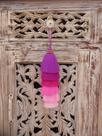 Tassellini Multi-Colored Layered Large Cotton Tassel with Hanging Loop for Furniture Décor, Home or Handbag Accessory (Purple)