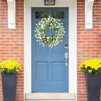 Sggvecsy Spring Summer Wreath for Front Door 22 Inch Artificial White Flower with White Tulips Greenery Leaves Lavender for All Seasons Home Farmhouse Indoor Outdoor Wall Decor