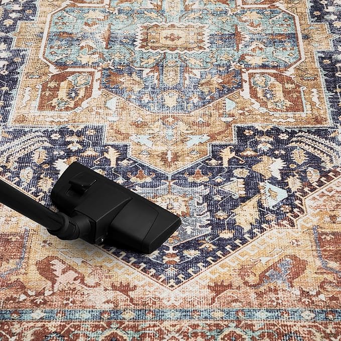 Keen Home Design 10x14 Rug - Machine Washable Area Rug with Non-Slip Backing, Ideal for Living Room, Dining Room, Bedroom - Vintage, Easy Clean, Durable, Low Pile Rug - (9'7" x 14')
