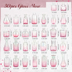 Der Rose Pink Glass Bud Vases Set of 30, Small Bud Vases for Flowers, Rustic Wedding Centerpieces and Home Decor