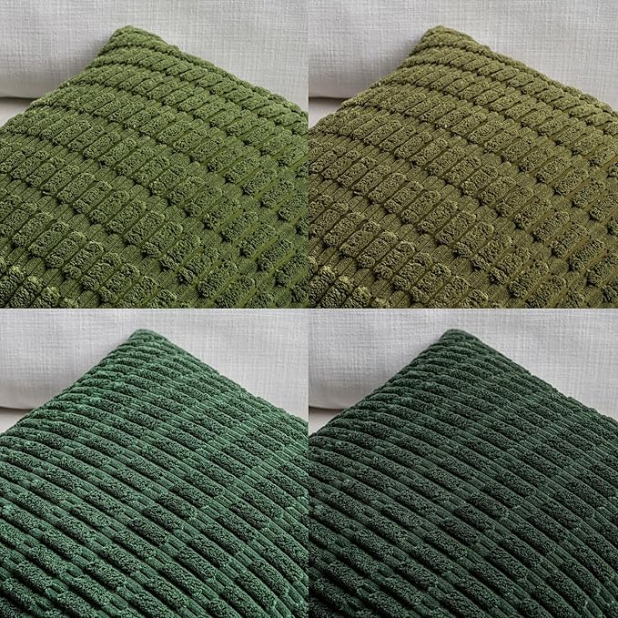 Fancy Homi 4 Packs Decorative Throw Pillow Covers for Living Room Couch Bed, Modern Farmhouse Boho Home Décor Accent Cushion Case, 20" x 12", Green Series
