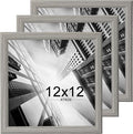 KTKDE 12x12 Picture Frame Set of 3, Grey Wooden frames- Wall Hanging Display- Best Square Photo Frame Studio Gallery for Photos- Posters & Art Prints