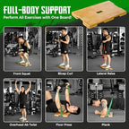 (Patent: D1088151) Wood Fitness Board, Exercise Platform or Wooden Exercise Board for Resistance Band Exercises, Resistance Band Workout, Stretching, Strength, Flexibility and Balance for Body HomeGym