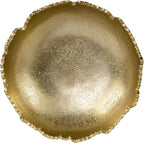 Red Co. 8.75” Gold Moon Decorative, Asymmetrical Torn, Hammered Metal Centerpiece Bowl with Sculpted Edges