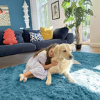 OLANLY 6x9 Machine Washable Large Area Rugs for Living Room, Bedroom, Soft Fluffy Shaggy Bedside Rug, Indoor Floor Carpet for Kids Girls and Boys, Dorms, Nursery, Home Decor Aesthetic, Slate Blue