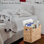 Magazines Holders, Handwoven Magazine Basket for Bathroom, Water Hyacinth Wicker Magazine Rack for Books, Files, Newspapers, Rectangular, 14.2 x 11.4 x 6.7 inch