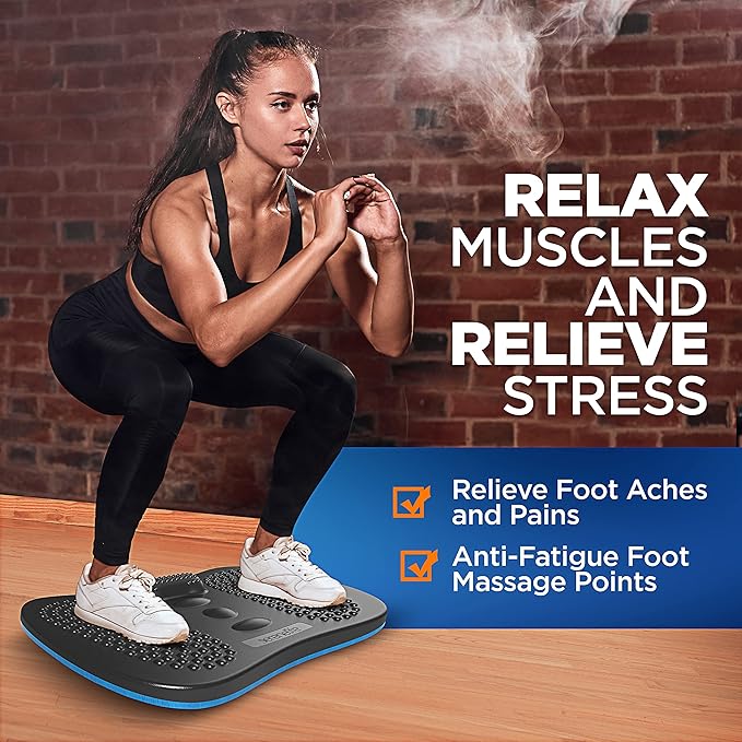 Serenelife Wooden Anti Fatigue Mat - Ergonomic Natural Hardwood Wobble Balance Board with Ergonomic Design Comfort Floor Mat for Standing Desks, Fitness Workout For Home, Therapy, Black
