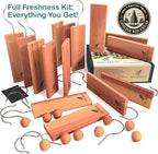Cedar Blocks for Clothes Storage 25pcs (15 Hang-ups, 10 Balls), Cedar Blocks for Closet, Cedar for Closets, Cedar Planks, Natural Closet Smell Eliminator, Natural Closet Deodorizer